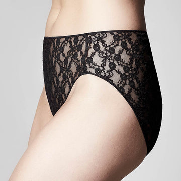 The Knicker Classic Lace Hi Cut Brief Black